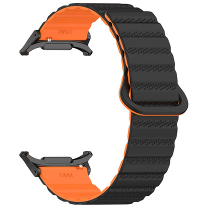For Samsung Galaxy Watch Ultra 47mm Spot Pattern Two Color Magnetic Silicone Watch Band(Black Orange) by bashfashion