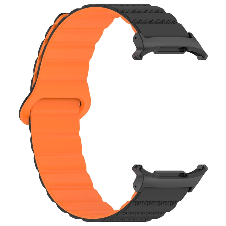 For Samsung Galaxy Watch Ultra 47mm Spot Pattern Two Color Magnetic Silicone Watch Band(Black Orange) by bashfashion