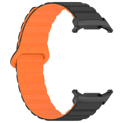 For Samsung Galaxy Watch Ultra 47mm Spot Pattern Two Color Magnetic Silicone Watch Band(Black Orange) by bashfashion