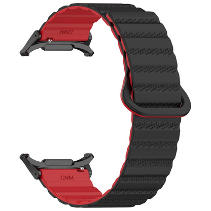 For Samsung Galaxy Watch Ultra 47mm Spot Pattern Two Color Magnetic Silicone Watch Band(Black Red) by bashfashion