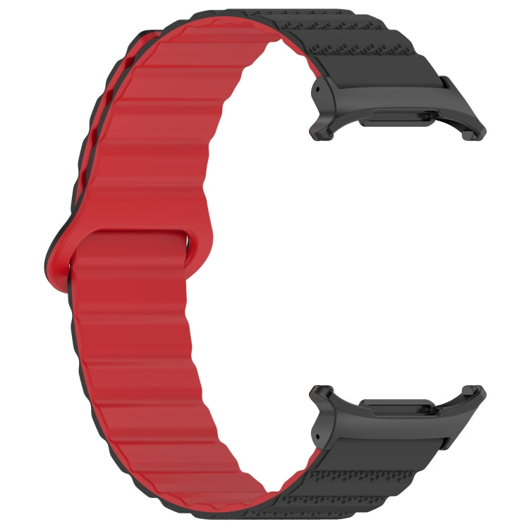 For Samsung Galaxy Watch Ultra 47mm Spot Pattern Two Color Magnetic Silicone Watch Band(Black Red) by bashfashion