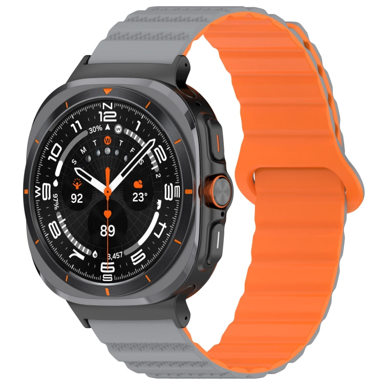 For Samsung Galaxy Watch Ultra 47mm Spot Pattern Two Color Magnetic Silicone Watch Band(Gray Orange) by bashfashion
