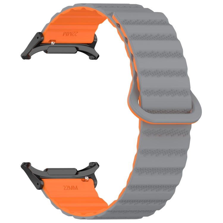 For Samsung Galaxy Watch Ultra 47mm Spot Pattern Two Color Magnetic Silicone Watch Band(Gray Orange) by bashfashion