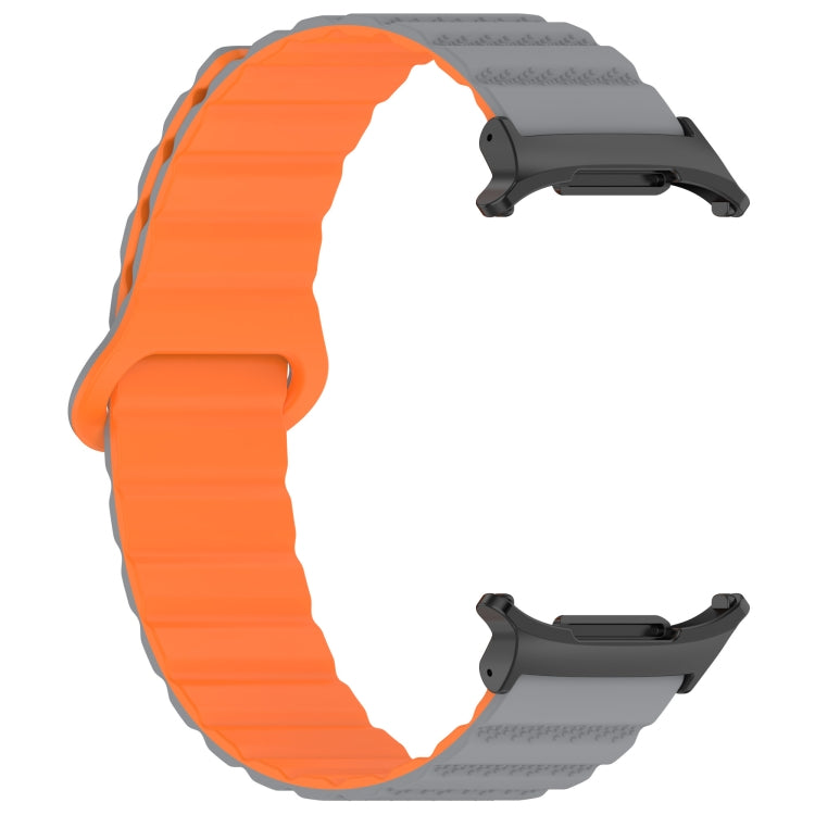 For Samsung Galaxy Watch Ultra 47mm Spot Pattern Two Color Magnetic Silicone Watch Band(Gray Orange) by bashfashion