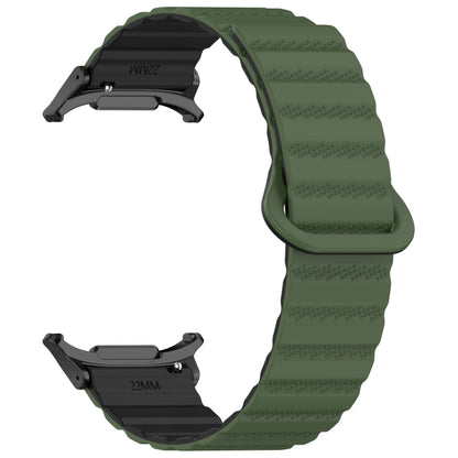 For Samsung Galaxy Watch Ultra 47mm Spot Pattern Two Color Magnetic Silicone Watch Band(Army Green Black) by bashfashion