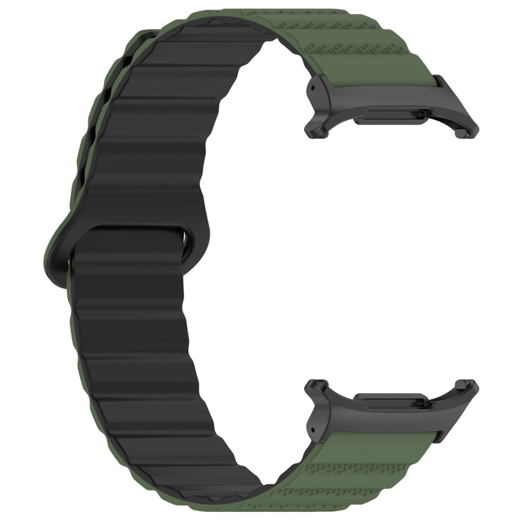 For Samsung Galaxy Watch Ultra 47mm Spot Pattern Two Color Magnetic Silicone Watch Band(Army Green Black) by bashfashion
