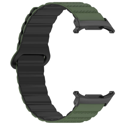 For Samsung Galaxy Watch Ultra 47mm Spot Pattern Two Color Magnetic Silicone Watch Band(Army Green Black) by bashfashion