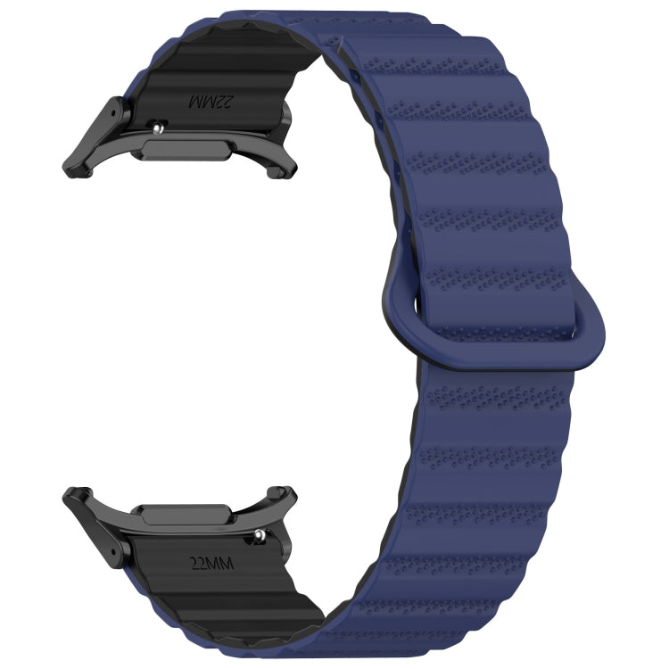 For Samsung Galaxy Watch Ultra 47mm Spot Pattern Two Color Magnetic Silicone Watch Band(Dark Blue Black) by bashfashion