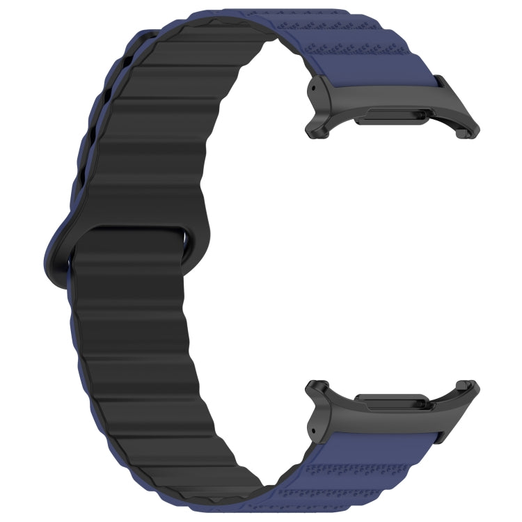 For Samsung Galaxy Watch Ultra 47mm Spot Pattern Two Color Magnetic Silicone Watch Band(Dark Blue Black) by bashfashion