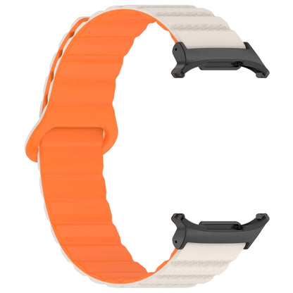 For Samsung Galaxy Watch Ultra 47mm Spot Pattern Two Color Magnetic Silicone Watch Band(Starlight Orange) by bashfashion