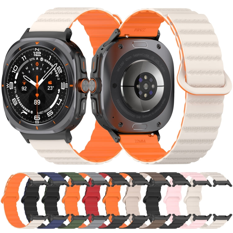 For Samsung Galaxy Watch Ultra 47mm Spot Pattern Two Color Magnetic Silicone Watch Band(Black Orange) by bashfashion