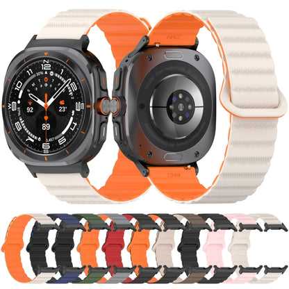 For Samsung Galaxy Watch Ultra 47mm Spot Pattern Two Color Magnetic Silicone Watch Band(Starlight) by bashfashion