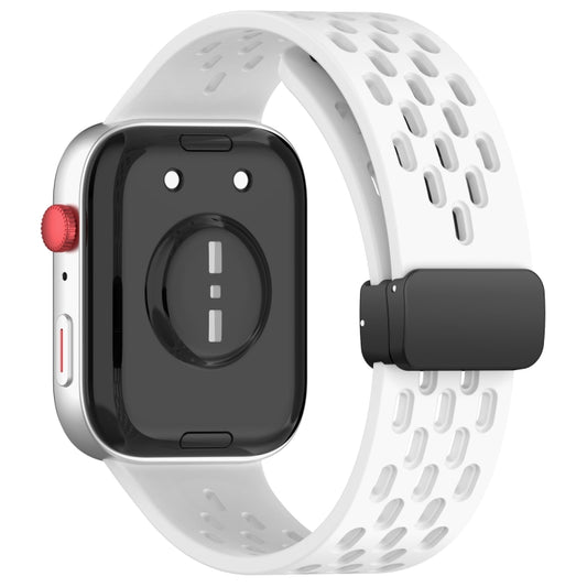 For Huawei Watch Fit4 / Fit4 Pro / Fit3 Folding Magnetic Buckle Silicone Watch Band(White) by bashfashion