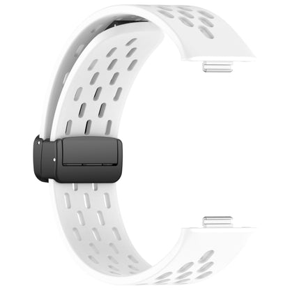 For Huawei Watch Fit4 / Fit4 Pro / Fit3 Folding Magnetic Buckle Silicone Watch Band(White) by bashfashion