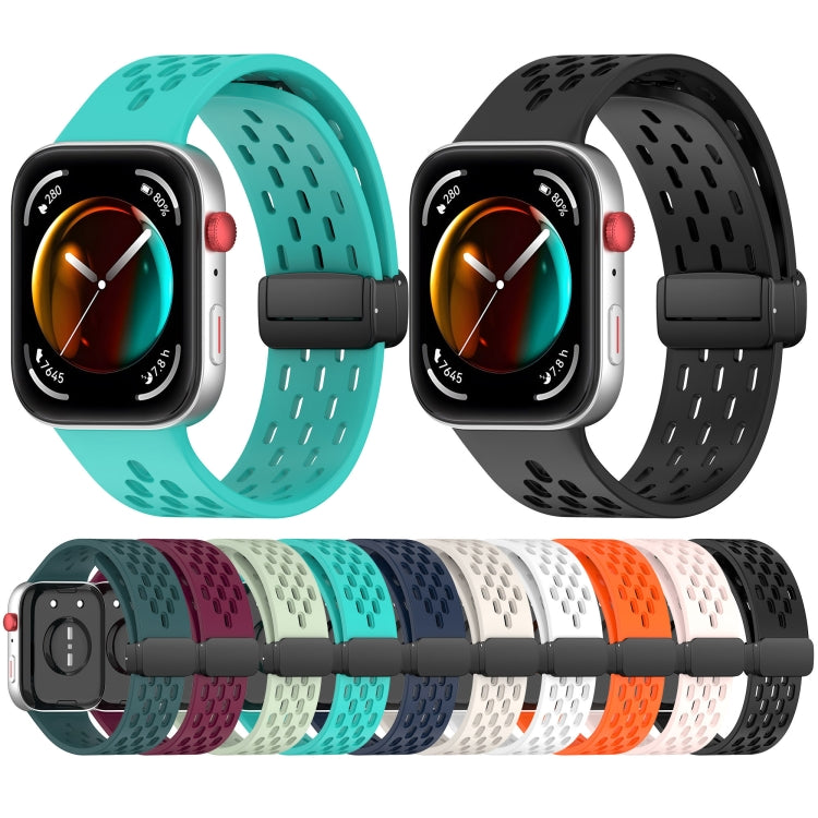 For Huawei Watch Fit4 / Fit4 Pro / Fit3 Folding Magnetic Buckle Silicone Watch Band(White) by bashfashion