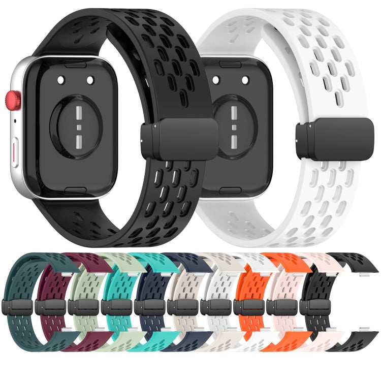 For Huawei Watch Fit4 / Fit4 Pro / Fit3 Folding Magnetic Buckle Silicone Watch Band(White) by bashfashion