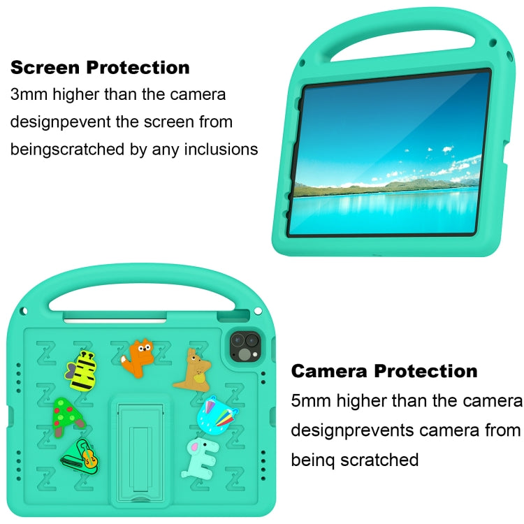 For iPad Air 2022 10.9 / Pro 11 2022 Cartoon Sparrow EVA Shockproof Tablet Case(Glacier Green) by bashfashion