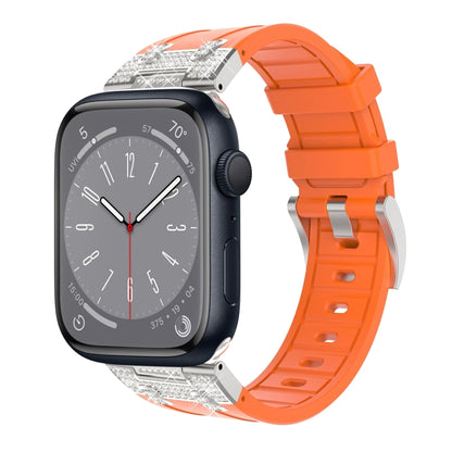 For Apple Watch Series 8 45mm Diamond Starry Sky Silicone Watch Band(Orange) by bashfashion