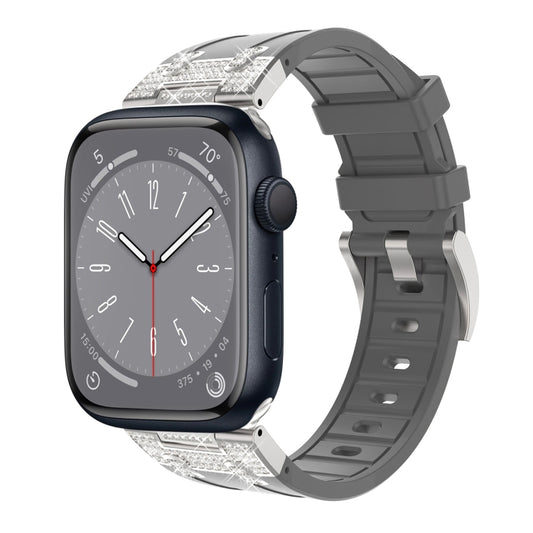 For Apple Watch Series 8 45mm Diamond Starry Sky Silicone Watch Band(Gray) by bashfashion