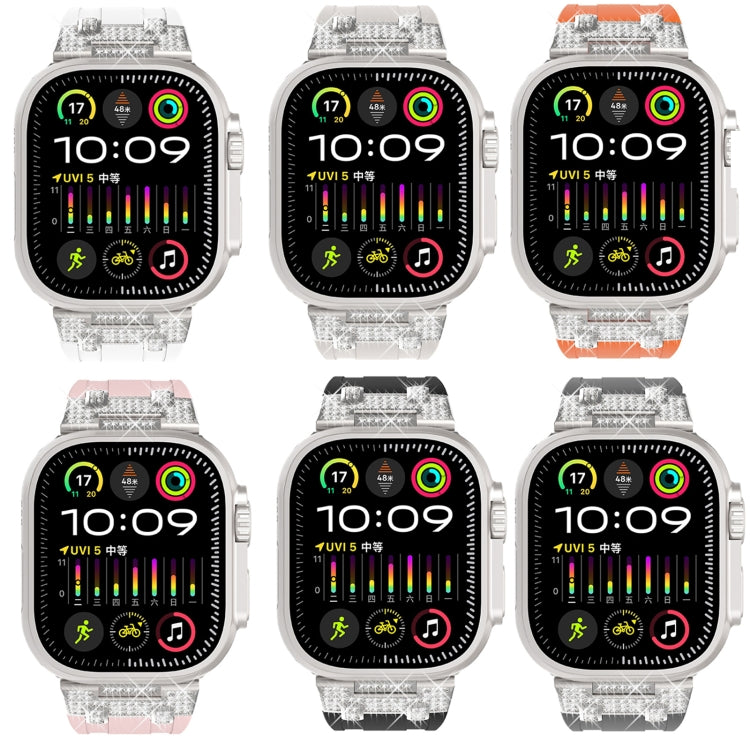 For Apple Watch Series 8 45mm Diamond Starry Sky Silicone Watch Band(Gray) by bashfashion