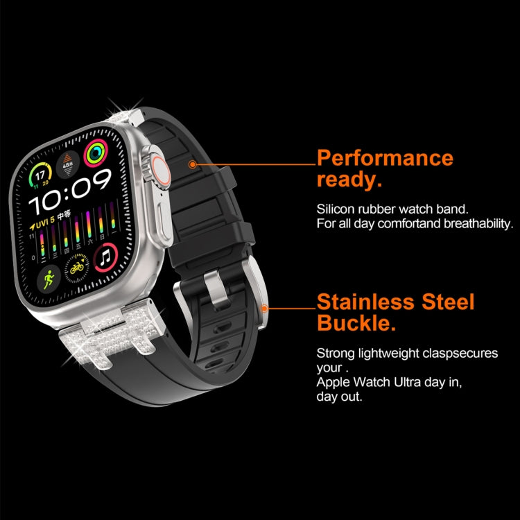 For Apple Watch Series 8 45mm Diamond Starry Sky Silicone Watch Band(Orange) by bashfashion