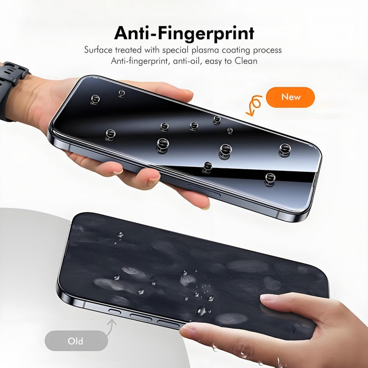 For iPhone 16 Pro Max 2pcs ENKAY 300C Super Large Arc Full Coverage High Aluminum-silicon Tempered Glass Film Black by ENKAY