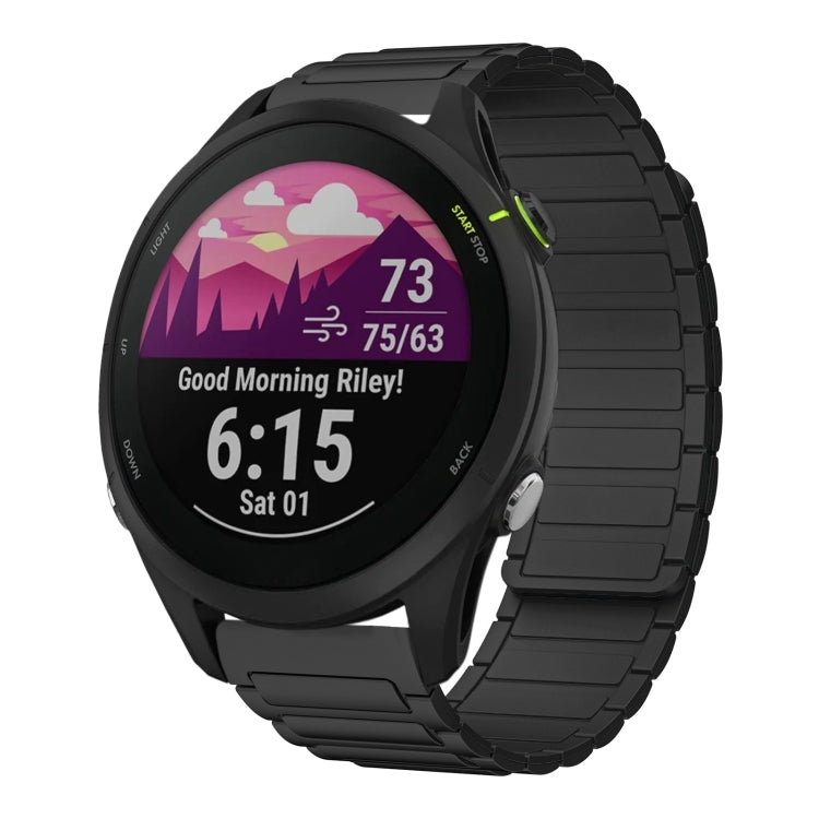 For Garmin Forerunner 255 Music 22mm I-shaped Magnetic Silicone Watch Band(Black) by bashfashion