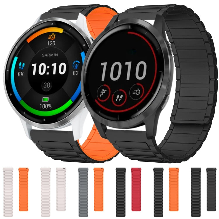 For Garmin Forerunner 255 Music 22mm I-shaped Magnetic Silicone Watch Band(Black) by bashfashion