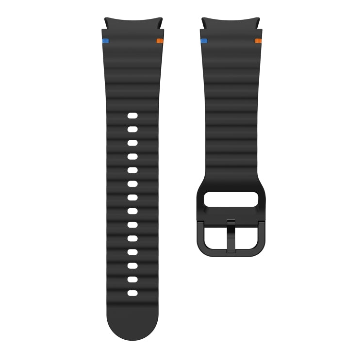 For Samsung Galaxy Watch 7 40 / 44mm Wave Pattern Stitched Silicone Watch Band(Black) by bashfashion