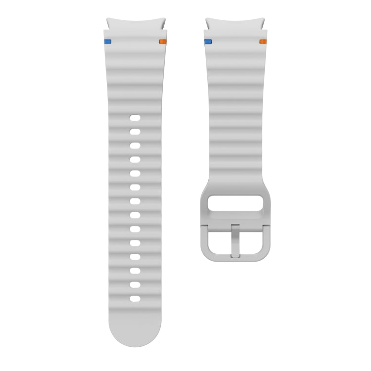 For Samsung Galaxy Watch 7 40 / 44mm Wave Pattern Stitched Silicone Watch Band(Light Gray) by bashfashion