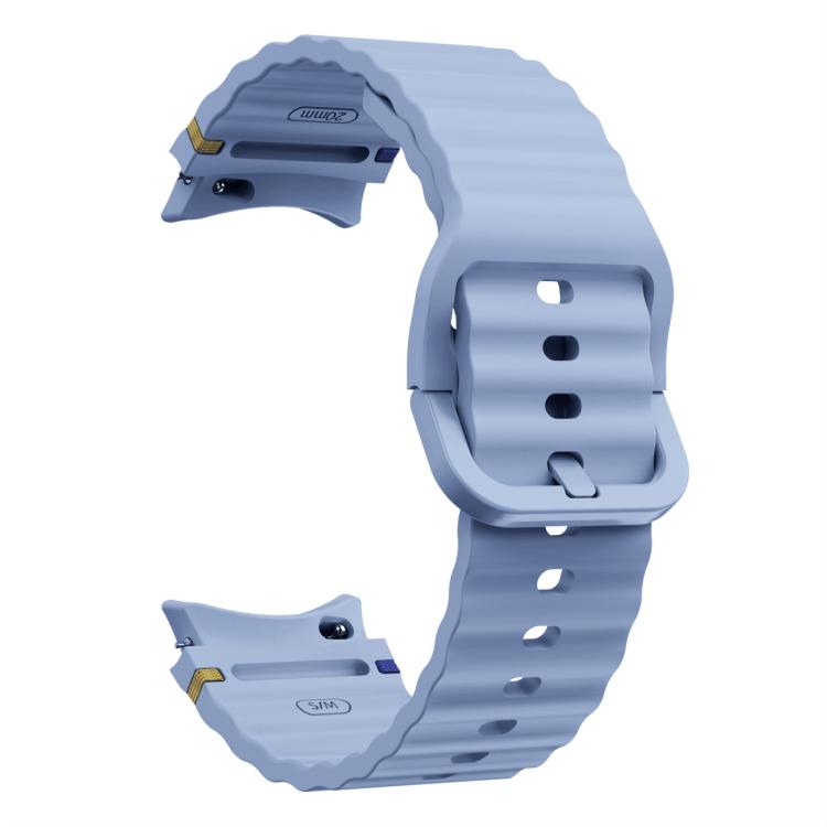For Samsung Galaxy Watch 7 40 / 44mm Wave Pattern Stitched Silicone Watch Band(Light Blue) by bashfashion