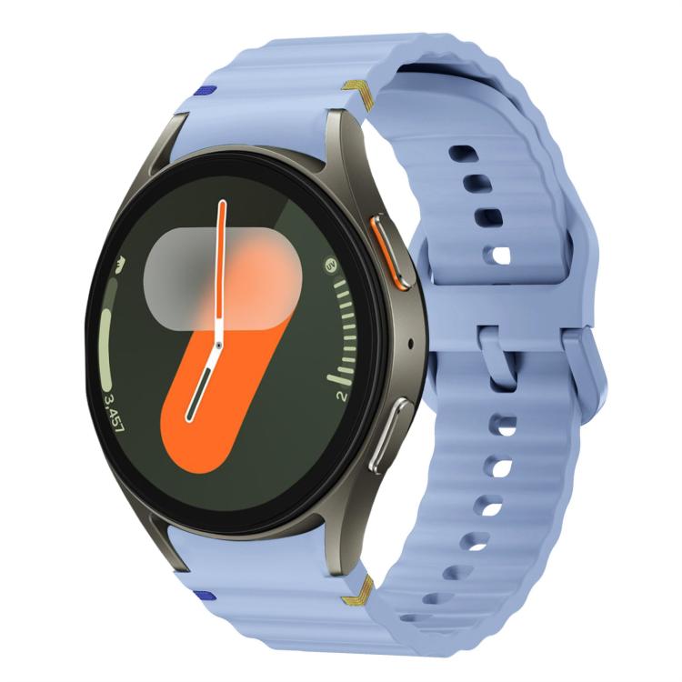 For Samsung Galaxy Watch 7 40 / 44mm Wave Pattern Stitched Silicone Watch Band(Light Blue) by bashfashion