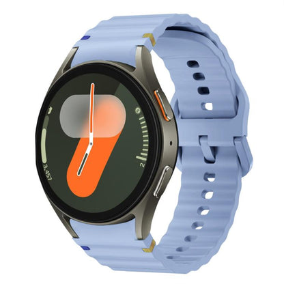 For Samsung Galaxy Watch 7 40 / 44mm Wave Pattern Stitched Silicone Watch Band(Light Blue) by bashfashion