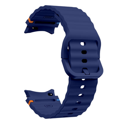 For Samsung Galaxy Watch 7 40 / 44mm Wave Pattern Stitched Silicone Watch Band(Dark Blue) by bashfashion