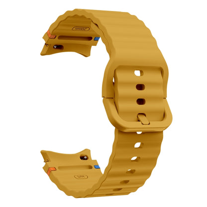 For Samsung Galaxy Watch 6 Classic Wave Pattern Stitched Silicone Watch Band(Yellow) by bashfashion