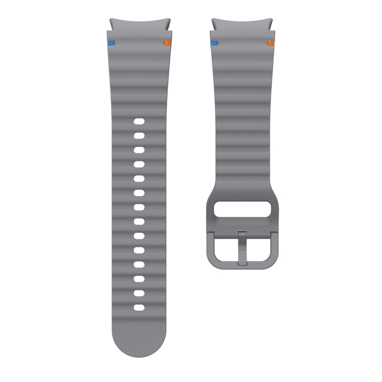 For Samsung Galaxy Watch 6 Classic Wave Pattern Stitched Silicone Watch Band(Dark Gray) by bashfashion