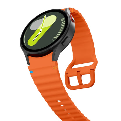 For Samsung Galaxy Watch 6 Classic Wave Pattern Stitched Silicone Watch Band(Orange) by bashfashion