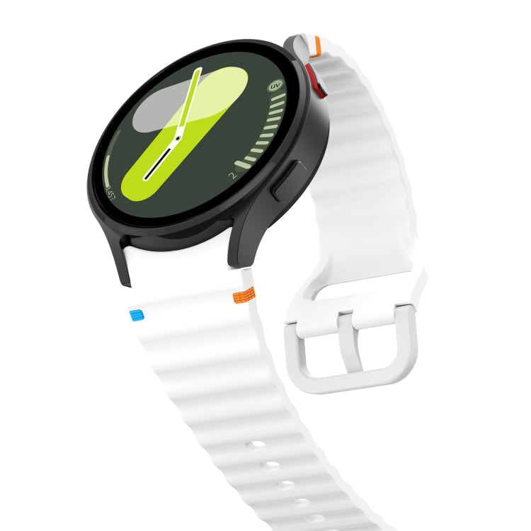 For Samsung Galaxy Watch 6 40 / 44mm Wave Pattern Stitched Silicone Watch Band(White) by bashfashion