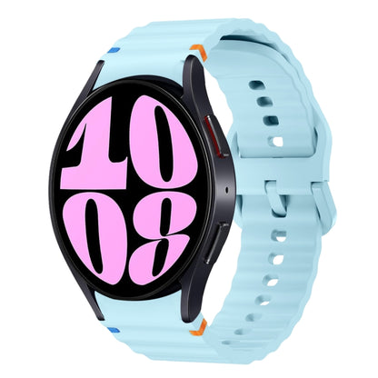 For Samsung Galaxy Watch 6 40 / 44mm Wave Pattern Stitched Silicone Watch Band(Light Blue) by bashfashion