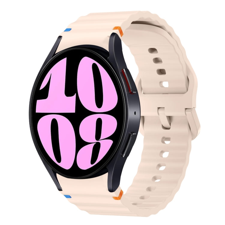 For Samsung Galaxy Watch 6 40 / 44mm Wave Pattern Stitched Silicone Watch Band(Pink) by bashfashion
