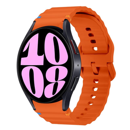 For Samsung Galaxy Watch 6 40 / 44mm Wave Pattern Stitched Silicone Watch Band(Orange) by bashfashion