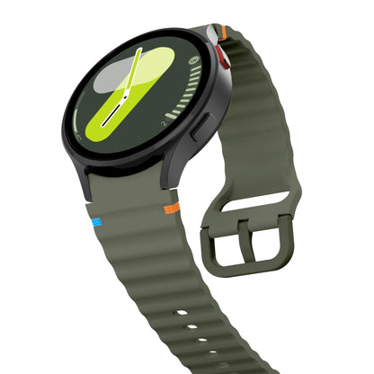 For Samsung Galaxy Watch 6 40 / 44mm Wave Pattern Stitched Silicone Watch Band(Army Green) by bashfashion