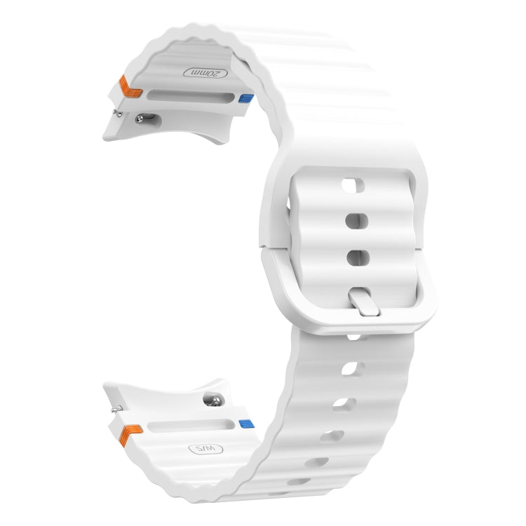For Samsung Galaxy Watch 5 40 / 44mm Wave Pattern Stitched Silicone Watch Band(White) by bashfashion