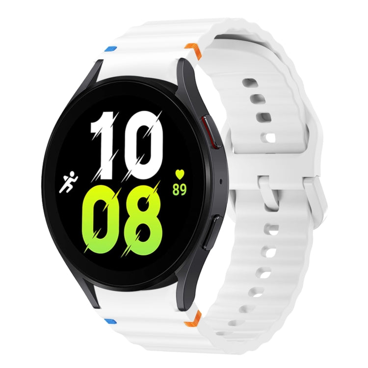 For Samsung Galaxy Watch 5 40 / 44mm Wave Pattern Stitched Silicone Watch Band(White) by bashfashion
