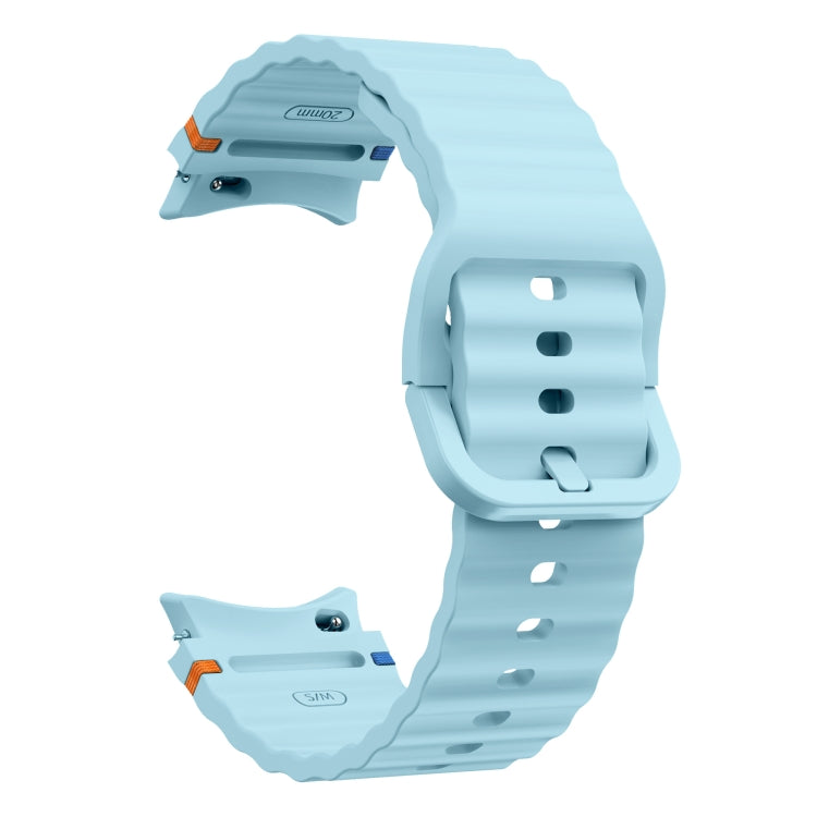 For Samsung Galaxy Watch 5 40 / 44mm Wave Pattern Stitched Silicone Watch Band(Light Blue) by bashfashion