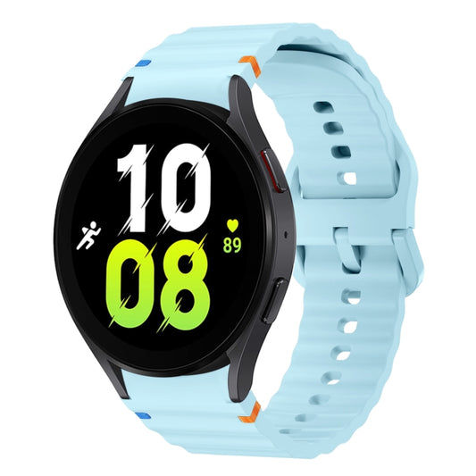 For Samsung Galaxy Watch 5 40 / 44mm Wave Pattern Stitched Silicone Watch Band(Light Blue) by bashfashion