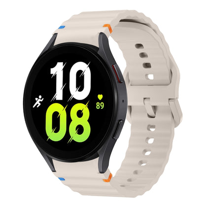 For Samsung Galaxy Watch 5 40 / 44mm Wave Pattern Stitched Silicone Watch Band(Starlight) by bashfashion