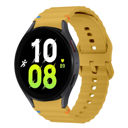 For Samsung Galaxy Watch 5 40 / 44mm Wave Pattern Stitched Silicone Watch Band(Yellow) by bashfashion