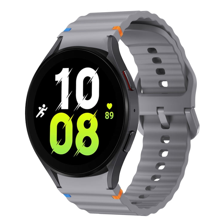 For Samsung Galaxy Watch 5 40 / 44mm Wave Pattern Stitched Silicone Watch Band(Dark Gray) by bashfashion