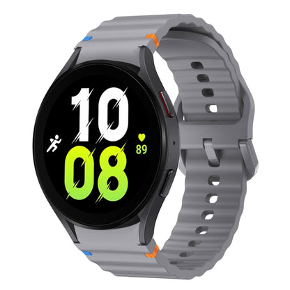 For Samsung Galaxy Watch 5 40 / 44mm Wave Pattern Stitched Silicone Watch Band(Dark Gray) by bashfashion